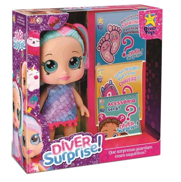 Boneca Diver Surprise dolls Divertoys 8171 com variações