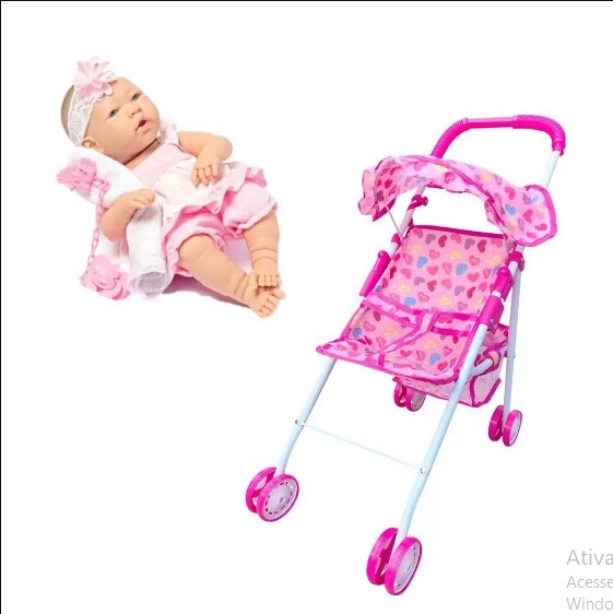 Carrinho De Boneca infantil Bebê Reborn Delicado Dm Toys DMT5777