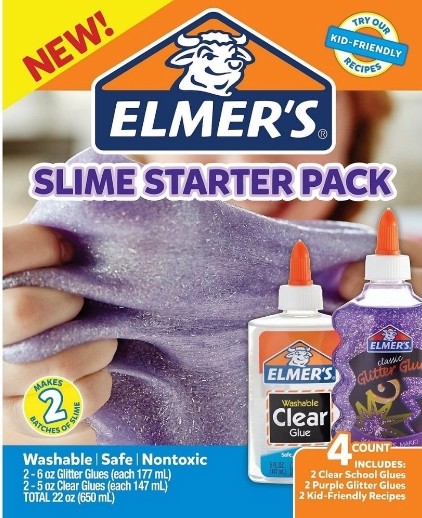 Kit Slime Starter Pack Com 2 Colas Glitter E 2 Colas Transparente Toyng