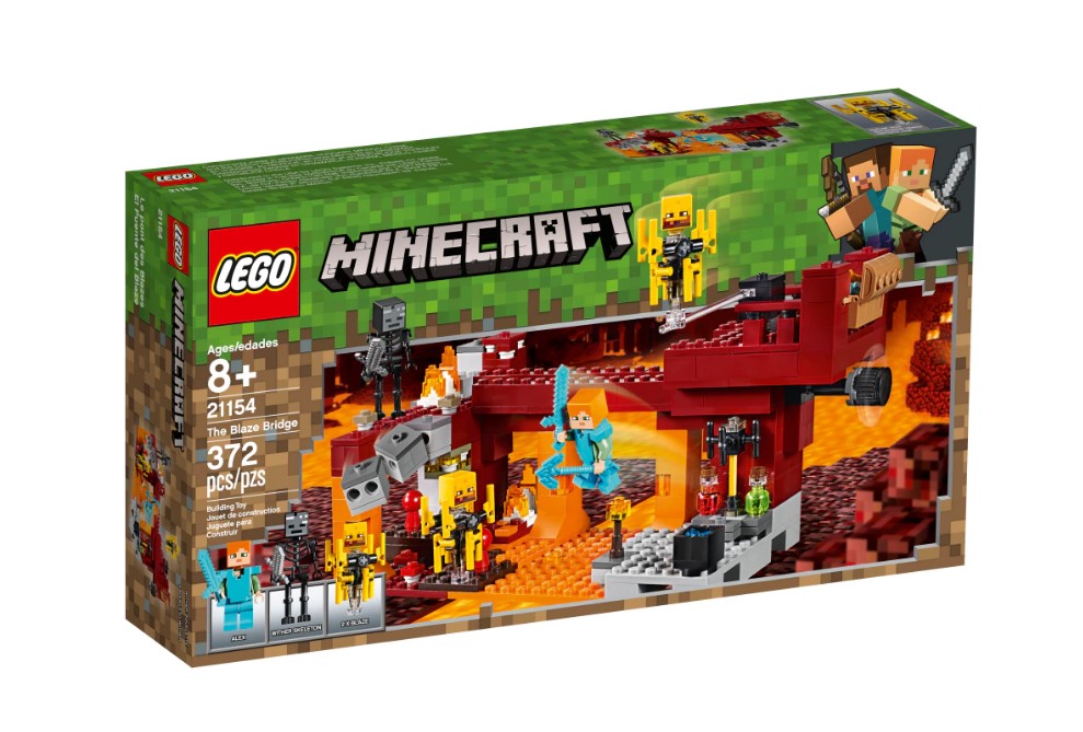 Lego Minecraft Ponte Flamejante 372 Peças e 3 Figuras 21154