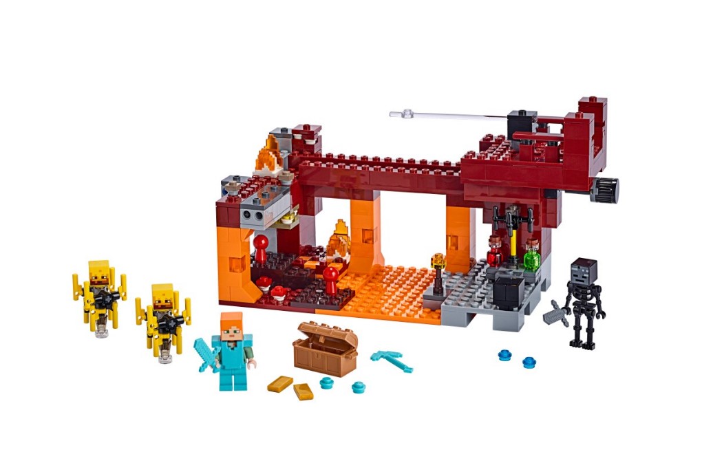 Lego Minecraft Ponte Flamejante 372 Peças e 3 Figuras 21154