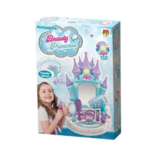 Penteadeira Beauty Princesas Azul Dm Toys Dmt5760