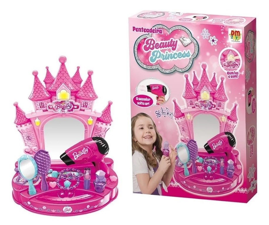 Penteadeira Beauty Princesas Rosa Dm Toys Dmt5760