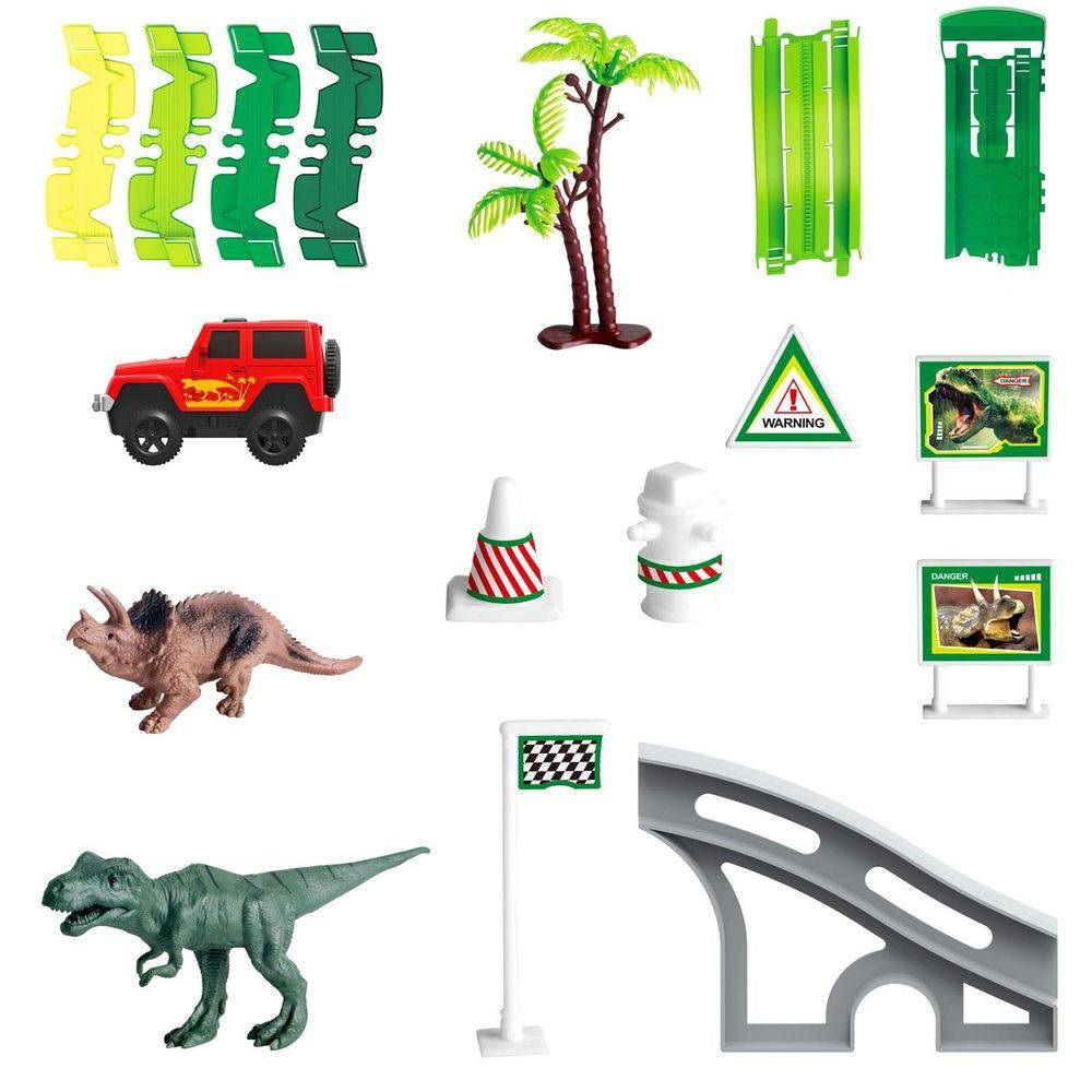 Pista Dinossauro Com Looping E Acessórios 119pçs Dm Toys