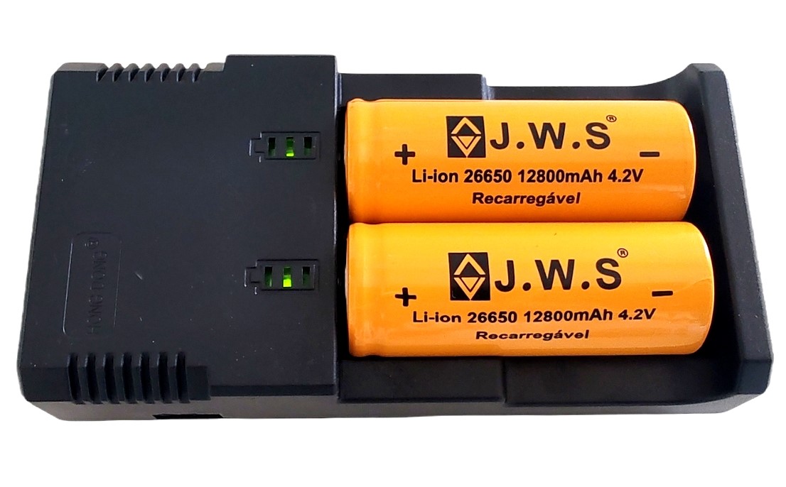 Bateria Jws para lanterna  Carregador Duplo 26650 12800mah 4.2v Original