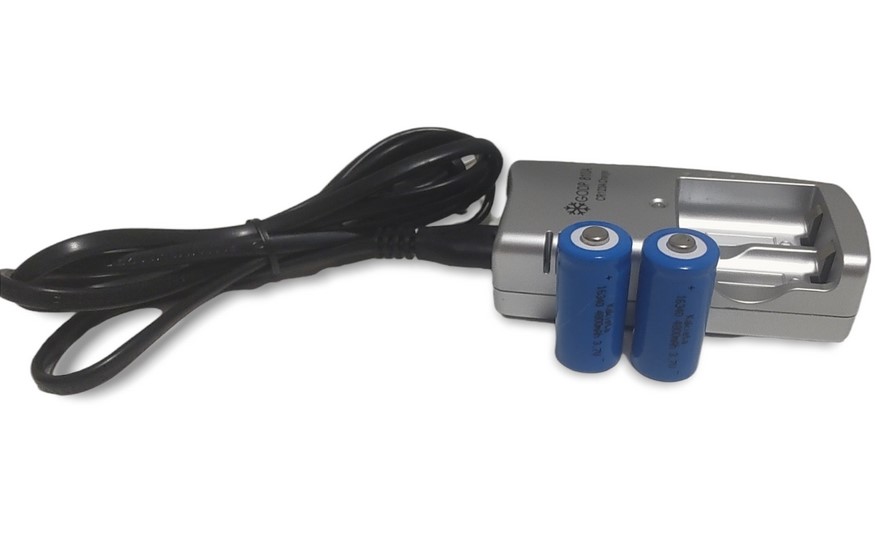 Carregador De Bateria Duplo Regulável + Bateria 16430 3.7v