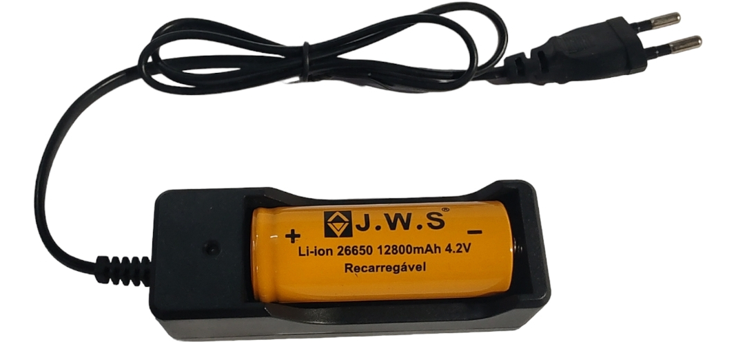 Kit Carregador + Bateria Original Jws 26650 12800 Mah Li-ion