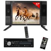 KIT DVD + TV para Caminhão 17 Polegadas LED 12V 110/220V