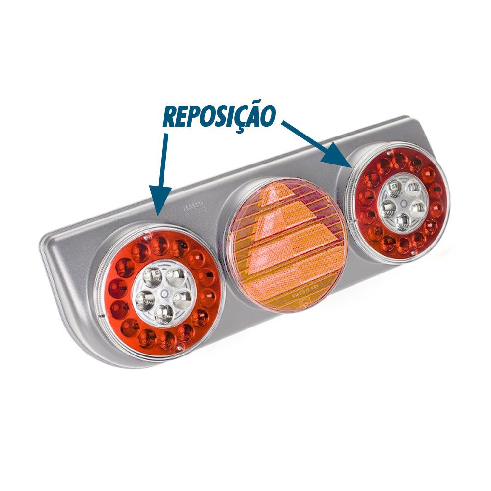 Lanterna 19 LEDs Bivolt Universal Corujinha Braspoint Reposição Facchini - LED Vermelho e Amarelo