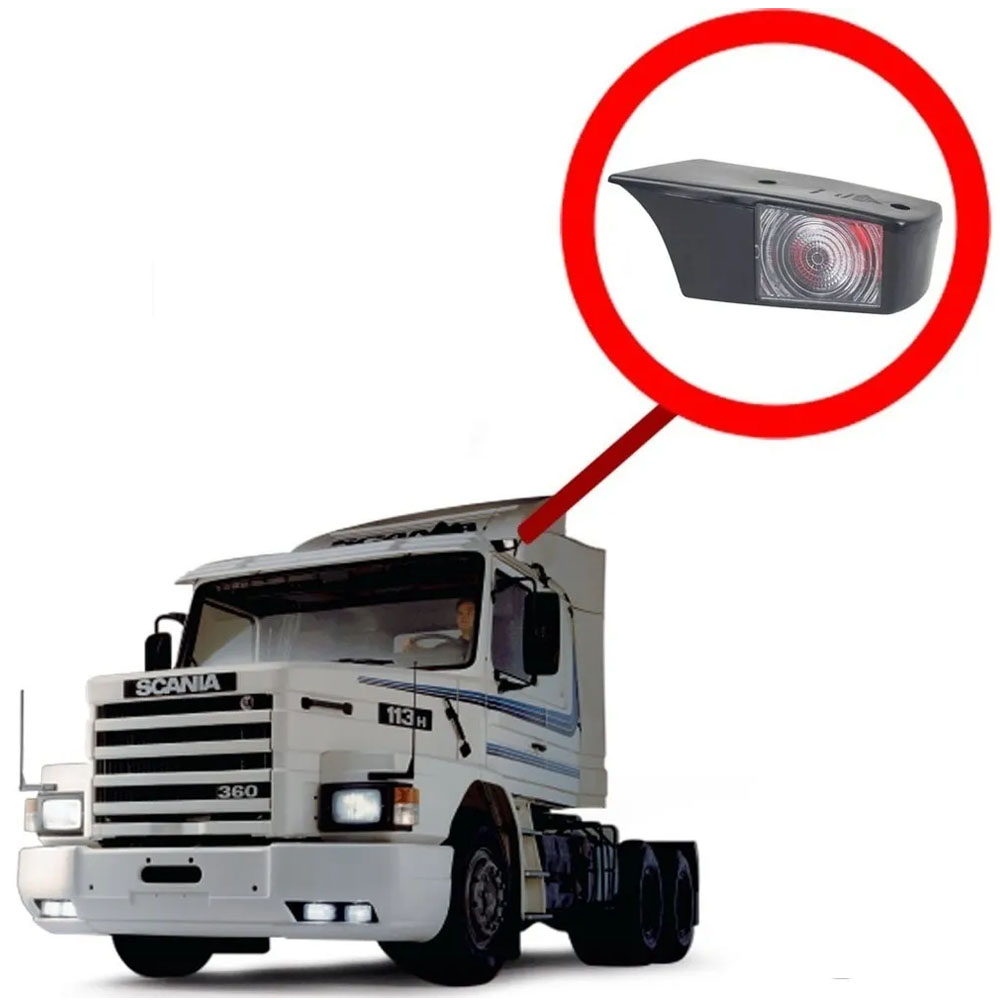 Lanterna de Teto para Caminhão Scania P93 / 112 / 113 / 142 / 143 Cabine Baixa Lado Esquerdo