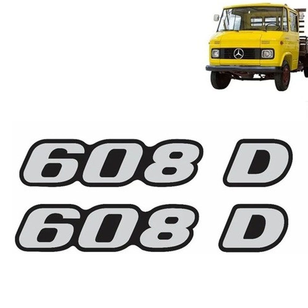 Par Emblema Resinado Lateral Para Caminhão Mb 608 D