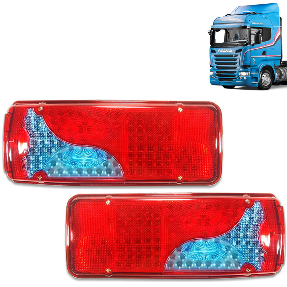 Par Lanterna Traseira Botinha em LED para Caminhão Scania S4 / S5