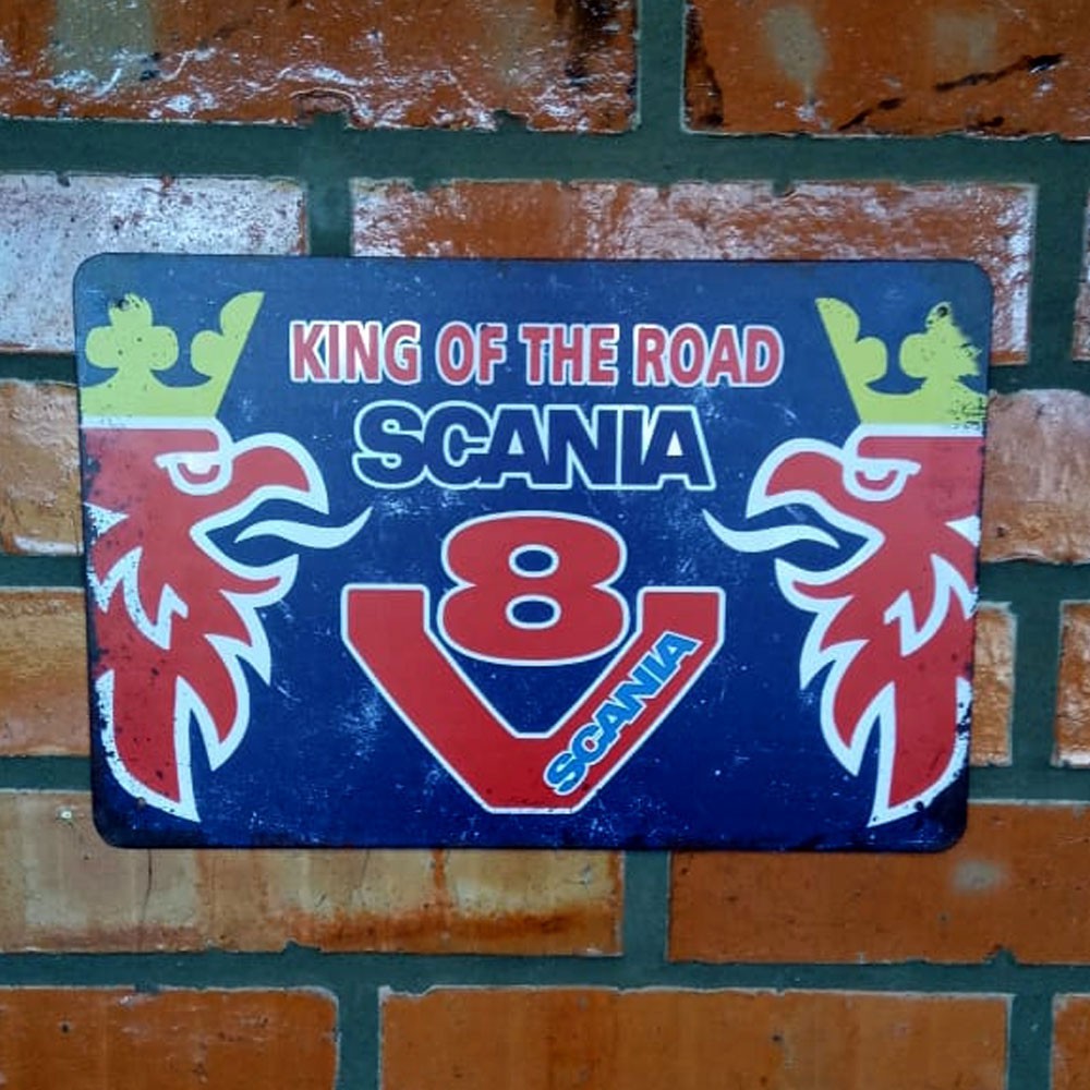 Placa Decorativa Scania King Of The Road V8 30 X 20 Cm