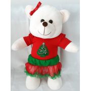 Amiga Ursa de Pelúcia Natal Claus 45cm Urso Meigo Ursinho Natalino Inseparável Com Vestidinho de Natal e Lacinho! Crie seu Amigo !