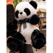 Urso de Pelúcia Panda 60cm com Lacinho Ursinho para decoração presente dia dos namorados namoarada namorado natal festa eventos artesanato enfeite