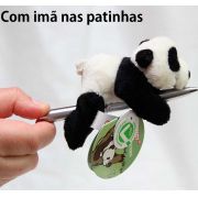 Mini Urso de Pelúcia Panda Nici 12cm com Imã nas patinhas - Ursinho para decoração cortina presente namorada aniversário artesanato enfeite geladeira