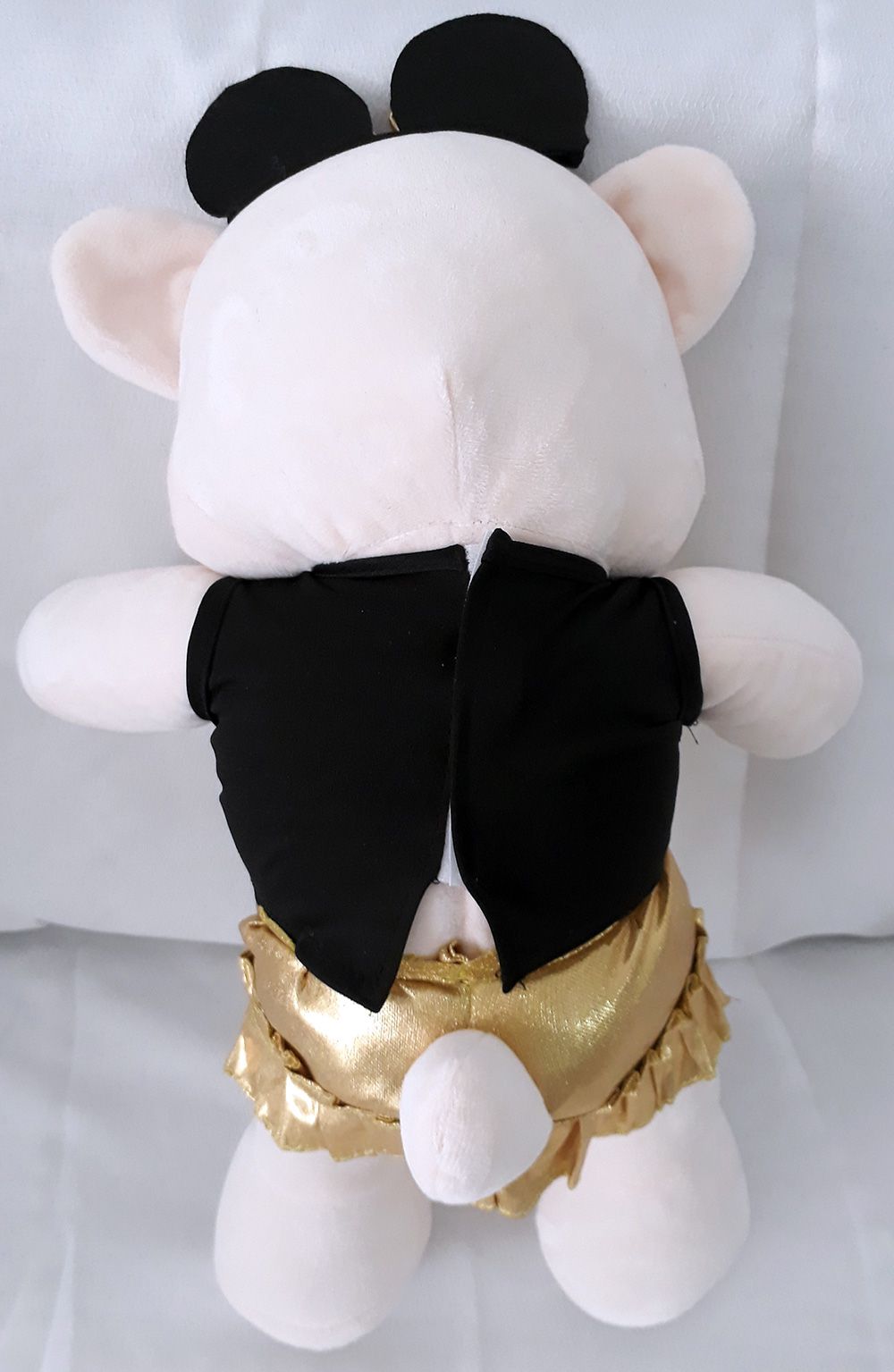 Amiga Ursa de Pelúcia Minnie Marina 45cm Ursinho Ursinha Urso Meigo Boneca Inseparável Com Vestidinho Dourado e Preto + Lacinho! Crie seu Amigo !