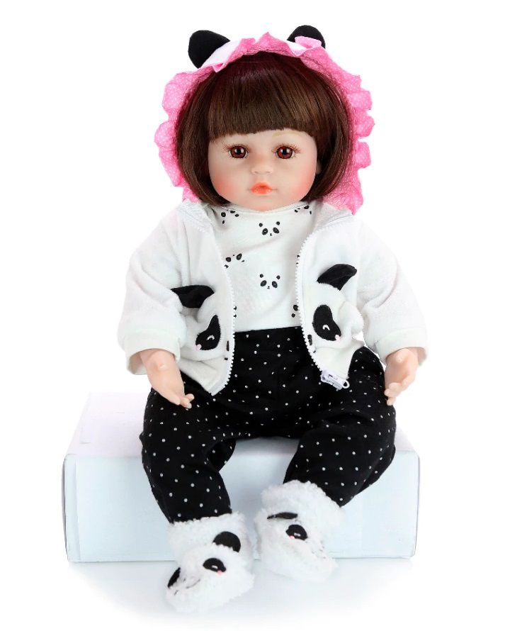 Bebê Boneca Reborn 46cm Super Realista Real Roupa Estilo Urso Panda Baby Lol Promoção