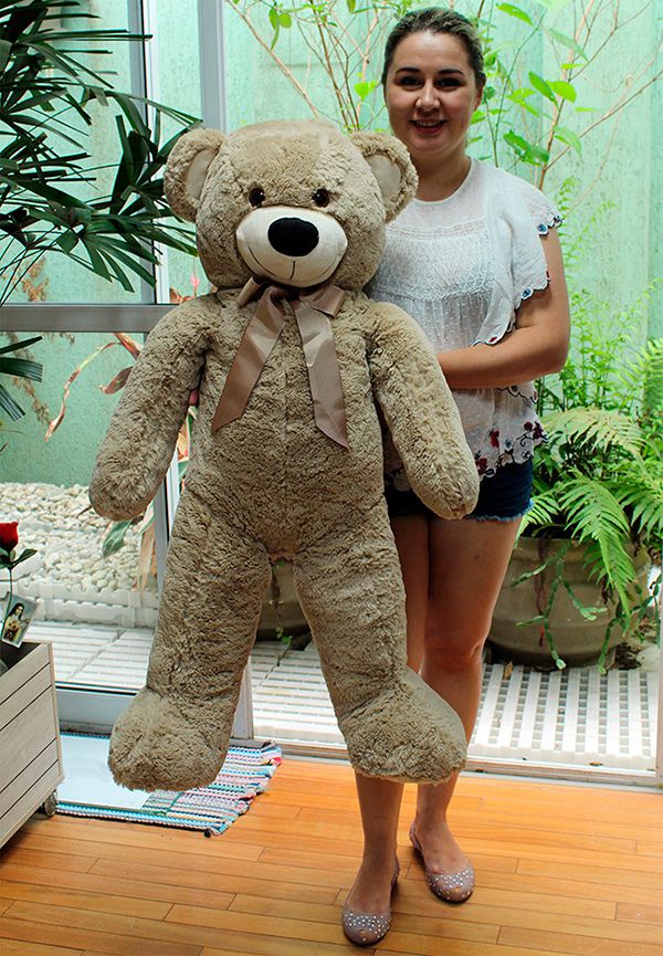 Urso de Pelúcia Areia Grande Macio de 1 metro ou 100cm Presente para Namorada Dia dos Namorados Aniversário 