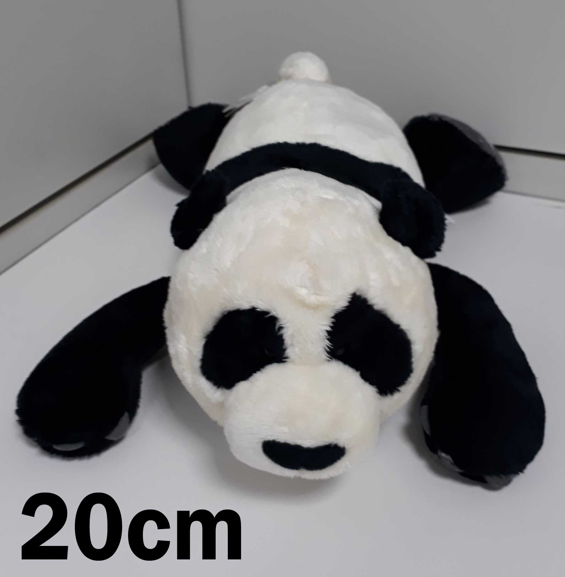 Urso de Pelúcia Panda Nici 20cm - Ursinho Naninha Deitado pequeno para decoração quarto bebê neném presente namorado artesanato enfeite festas eventos