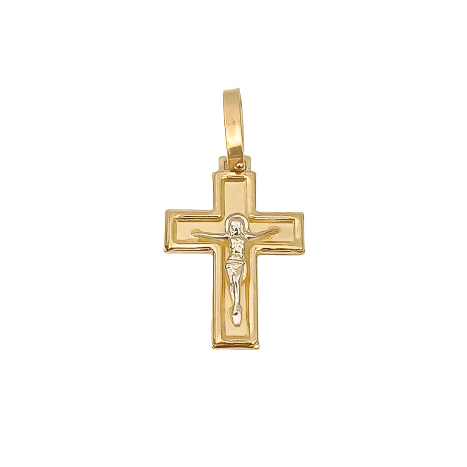 Pingente Crucifixo Cristo Detalhes Ouro Branco Em Ouro 18K