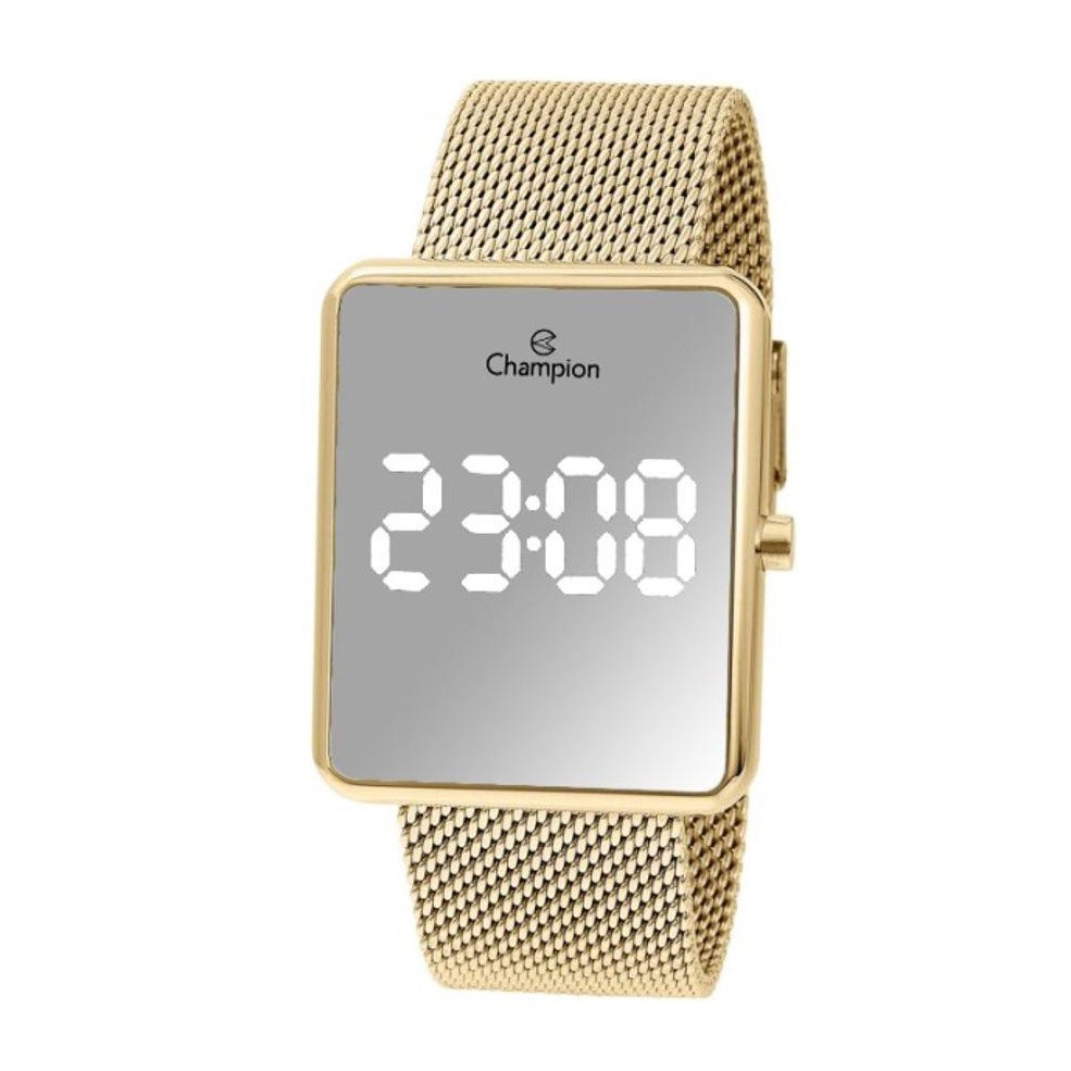 Relógio Champion Feminino Dourado Espelhado - Digital Led - CH40080B