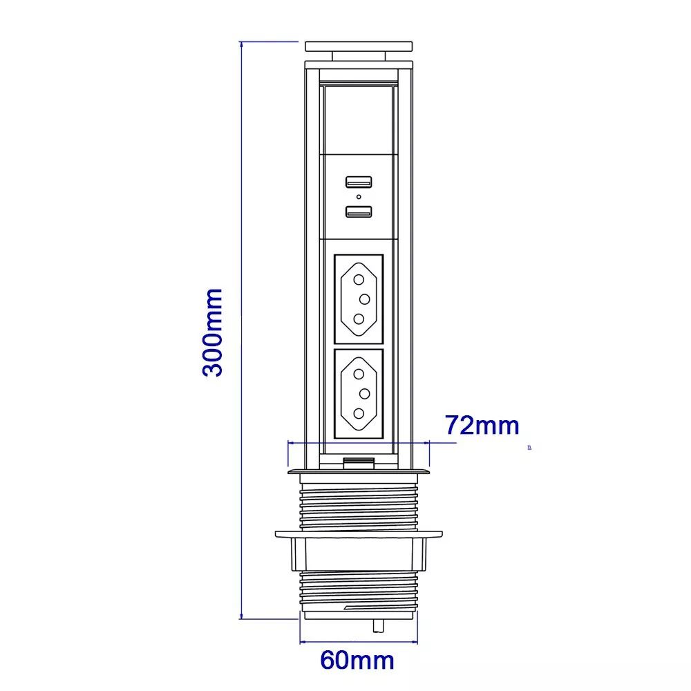 Torre de Tomada Manual 20A Com Carregador USB 2.1A