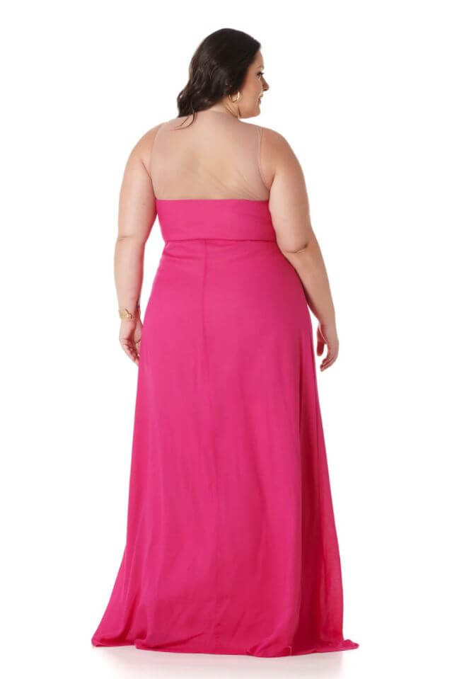 Vestido Longo Plus Size Pink