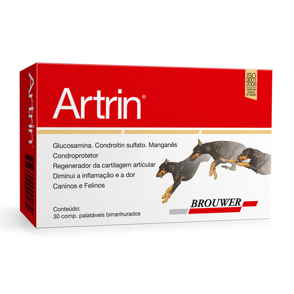 Anti-inflamatório brouwer artrin condroprotetor para cães com 30 comprimidos