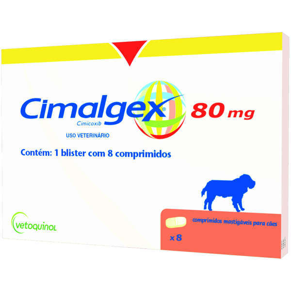 Anti-inflamatório vetoquinol cimalgex cimicoxib 80mg para cães com 8 comprimidos