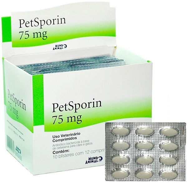 Antibiótico petsporin 75mg cartela avulsa com 12 comprimidos