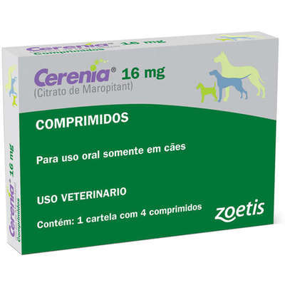 Antiemético zoetis cerenia 16mg para cães com 4 comprimidos 