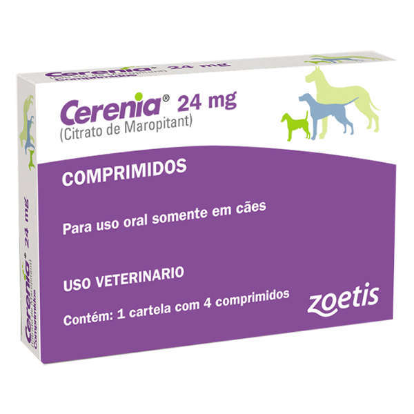 Antiemético zoetis cerenia 24mg para cães com 4 comprimidos