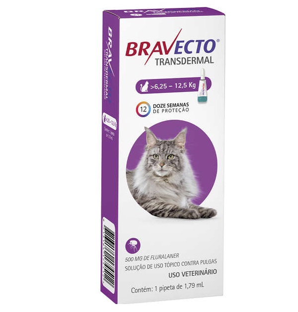 Antipulgas Bravecto Transdermal para Gatos de 6,25 a 12,5Kg - 1 Pipeta