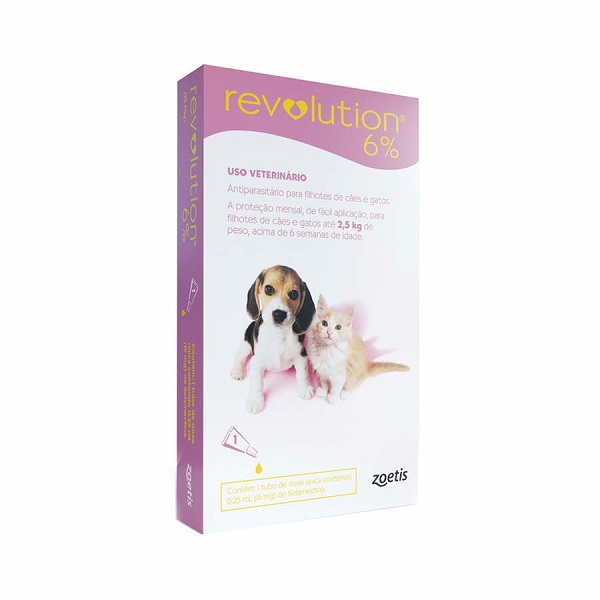 Antipulgas e carrapatos zoetis revolution 6% para cães e gatos até 2,5kg - 15mg