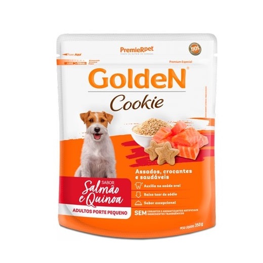 Biscoito golden cookie caes adultos pequeno porte salmao e quinoa 350g