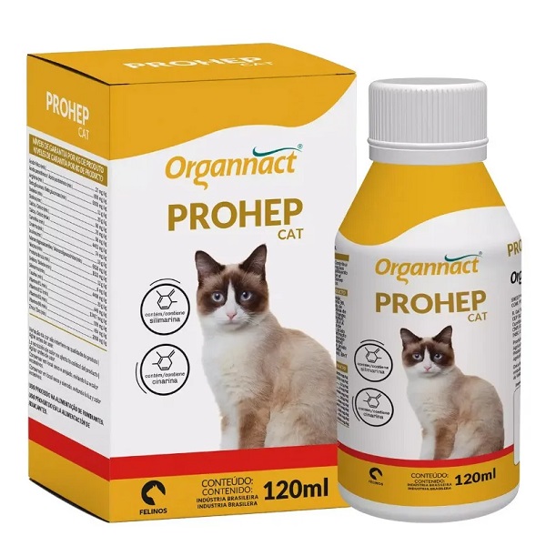 Suplemento Vitamínico Mineral Organnact Prohep Cat 120ml para Gatos