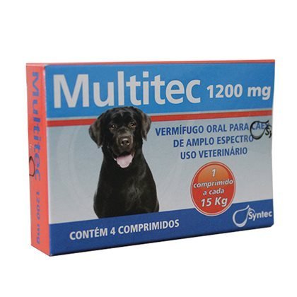 Vermífugo syntec multitec 1200mg para cães até 15kg