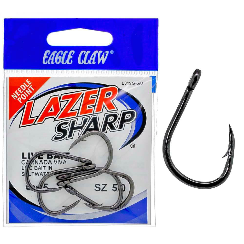 Anzol Eagle Claw Lazer Sharp Live Bait Saltwater L319G 5/0 Platinum Black