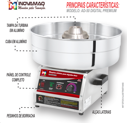 Máquina de Algodão Doce Industrial Digital - AD-50 Premium - Inovamaq - Foto 1