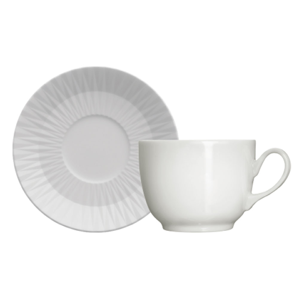 Aparelho de Jantar 42 Peças de Porcelana Germer Diamante com Xícaras para Chá e Café
