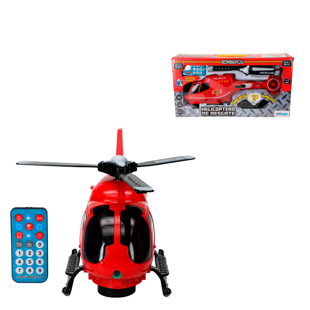 Helicóptero de Plástico Etitoys Bombeiro com Controle Remoto