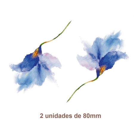 DECALQUE WATERCOLOR BLUE FLOWER - 80mm