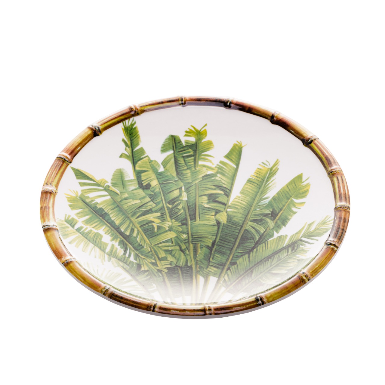 Prato Sobremesa Acrílico Palm Tree Branco 22cm - Bon Gourmet - Haus In