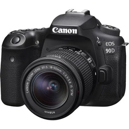 Câmera DSLR Canon EOS 90D com lente 18-55mm