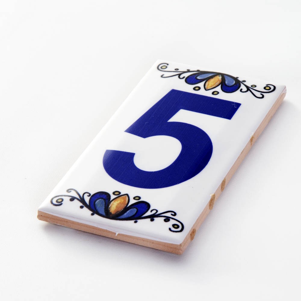 Número 5 para Casa Residência em Cerâmica Esmaltada 7,5 x 15 cm Gabriella Revestimentos