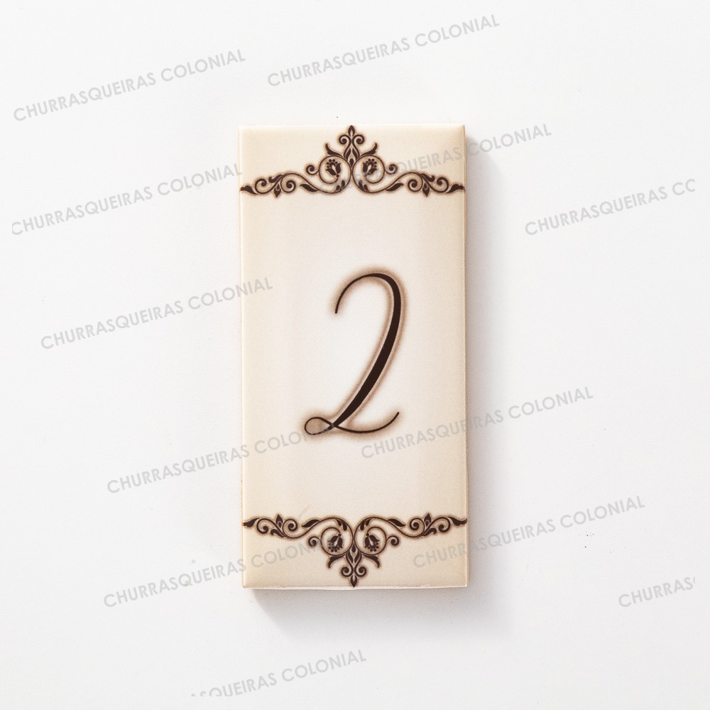 Número para Residência "2" Cerâmica Esmaltada Marrom 7,5 x 15 cm Gabriella Revestimentos