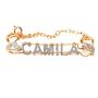 Pulseira Personalizada Camila Cravejada em Prata Banho de Ouro VD 263