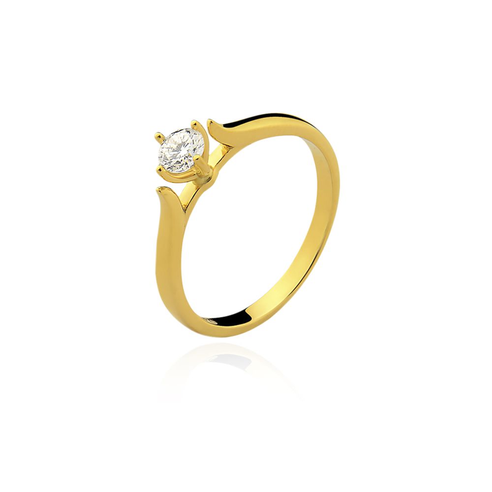 Anel Ouro Amarelo 18k Solitário Diamante 30 Pontos L 102