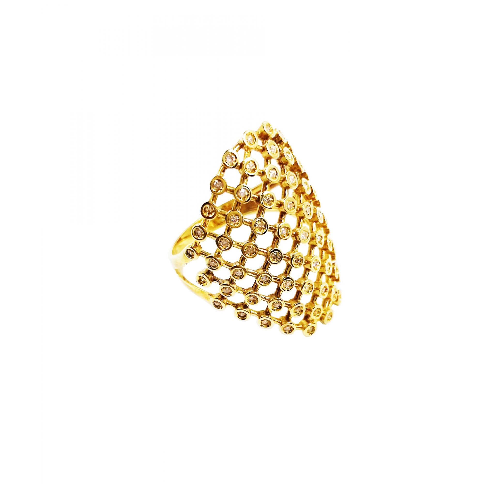 Anel Ouro Amarelo Rendado Diamante L 65.8